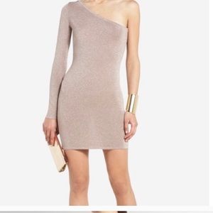 BCBG Inya One Sleeve Strapless dress